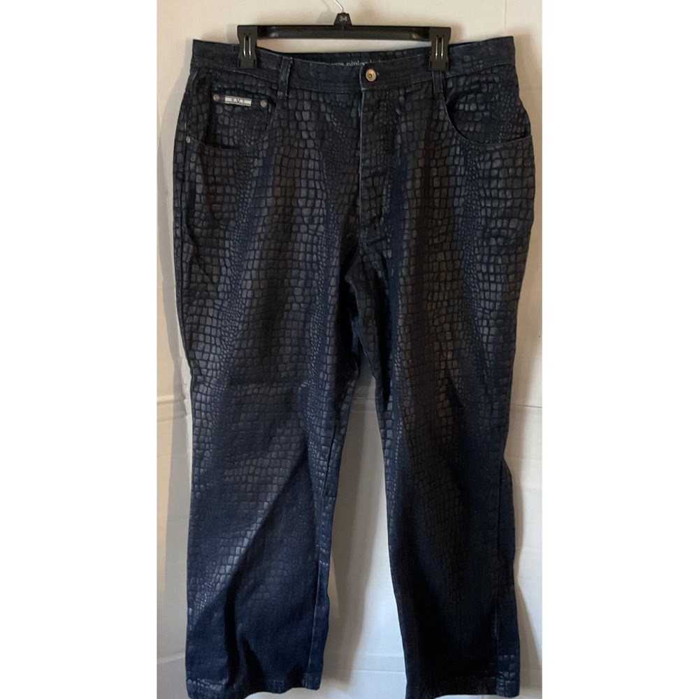 RVT Serve Piping Hot Women's  20 Croc Embossed Blue Straight Leg Jeans vintage